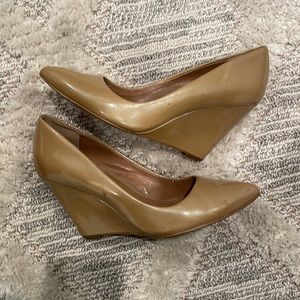 Dani black nude pointy toe wedge heels